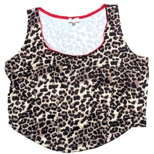 Plus 3X Leopard Print Tank Top Crop Corset Goth Emo Sexy Retro 50s NEW NWT